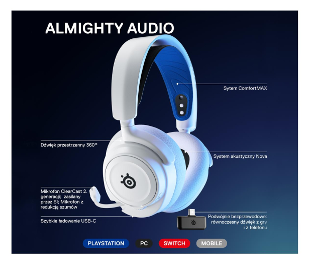 STEELSERIES Arctis Nova 7P white 61561 - 1185192 - zdjęcie 7